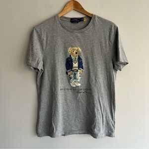 Ralph Lauren Gray Slim Fit T-Shirt with Classic Bear Graphic Medium